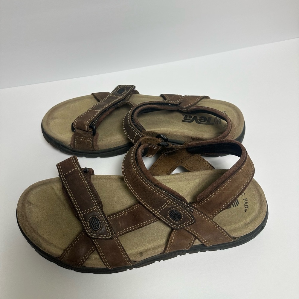 Teva 6543 Men's Size 12 Shoes Brown Leather Shoc Pad Active Sport Trail Sandal
